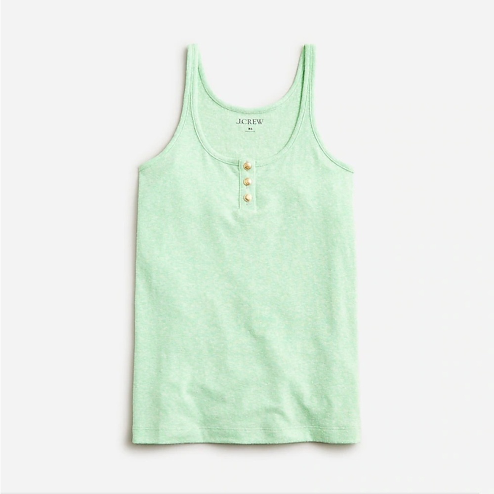 J.Crew Mint Stretch Linen Henley Tee tank top S